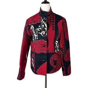Chico’s Red/Black Brocade Blazer